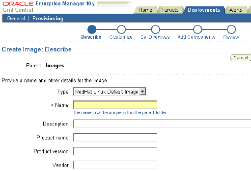 Create Image wizard